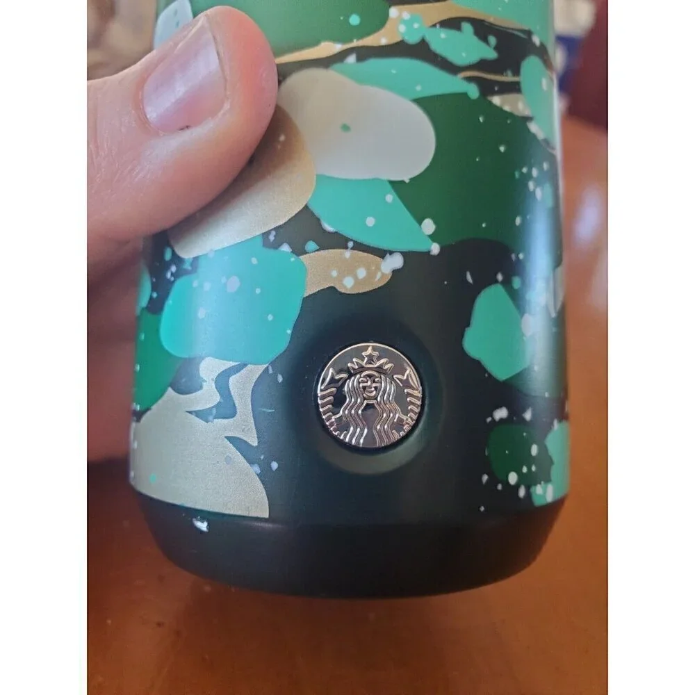 Starbucks Christmas MARBLE FOREST Insulated Tumbler Cup‎ 16 oz Stainless *Rare *